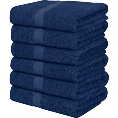 Imagen de Utopia Towels Paquete de 6 Juego Toallas baño, 100% algodón Hilado en Anillo (60 x 120 CM) Mediana, Alta absorción, Secado rápido, Hotel, SPA y baño Primera Calidad (Marina)