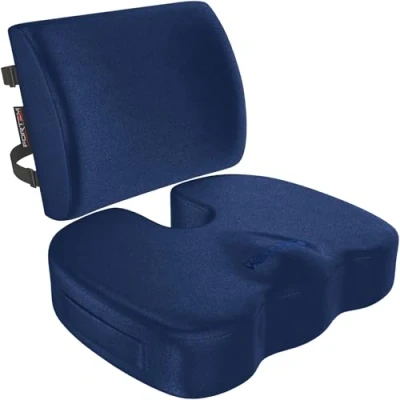 Imagen de FORTEM Cojín para Silla de Oficina, Almohada Espuma Viscoelástica con Funda Lavable XL (Azul)