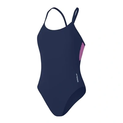 Imagen de Speedo Bañador Liso de 1 Pieza Racerback Fitness en el Agua Tacto Suave Diseño Elegante Traje baño para Mujer, Azul cerúleo, XL
