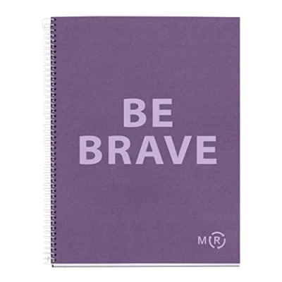 Imagen de Miquelrius Cuaderno A4 Be Eco, 80 Hojas 90 g/m², Cuadrícula 5x5 mm, 1 Franja de Color, 4 Taladros, Cubierta Reciclada, Violeta Amatista