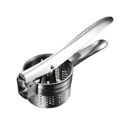 Imagen de AEX Prensador de patatas acero inoxidable resistente para puré patatas, exprimidor limón, triturador cocina esponjoso, apto lavavajillas, color plateado