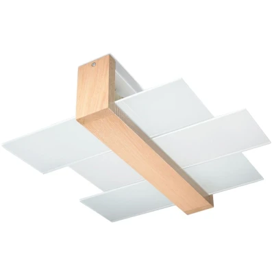 Imagen de SOLLUX lighting Feniks 2 Plafón Elegante Carcasa De Madera + Combinación Pantalla Vidrio Bombilla Reemplazable E27, x 60 W Natural, 43 12 cm