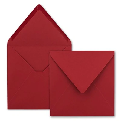Imagen de FarbenFroh Sobres cuadrados (75 unidades, 15,5 x cm, sin ventana, con adhesivo húmedo, para tarjetas de invitación boda, cumpleaños y más), color rojo rosado