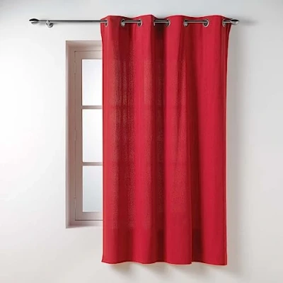 Imagen de Douceur d&#039;Intérieur Twily Cortina, con Ojales, 135 x 180 cm, roja, algodón y poliéster Reciclado