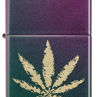 Imagen de ZIPPO Cannabis Design High Polish Indigo Mechero para tormentas, Recargable, en Caja de Regalo