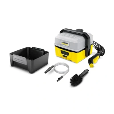 Imagen de Kärcher Hidrolimpiadora móvil OC 3, para limpieza portátil de equipamientos exteriores, depósito agua extraíble 4l, batería iones litio, duración 15 min manguera espiral 2,8m