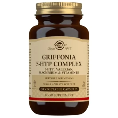 Imagen de Solgar 5 HTP 30 Cápsulas vegetales L HIDROXITRIPTÓFANO COMPLEX Complemento alimenticio a base de extractos Griffonia simplicifolia y Valeriana con Magnesio Vitamina B6
