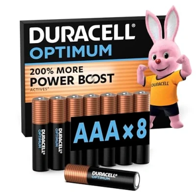 Imagen de Duracell Optimum Pilas AAA (Pack de 8) Alcalinas 1,5 V Hasta 100 % Extra duración o potencia Para las necesidades los dispositivos modernos reciclable LR03 MX2400