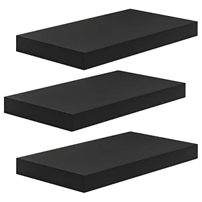 Imagen de WOLTU Estanteria Pared, Estante Flotante, Juego de 3 Pared Madera MDF, para salón, Cocina, Pasillo, Negro RG9372sz