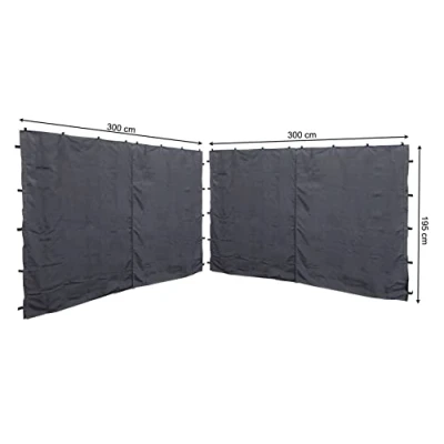 Imagen de QUICK STAR 2 Paneles Laterales con Cremallera 300x195cm para Gazebo 3x3m Pavilion Sidewall Anthracite RAL 7012