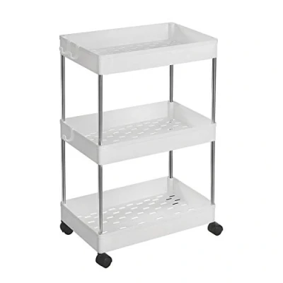 Imagen de SONGMICS Carrito Auxiliar con Ruedas de 3 Niveles, Cocina, EstanterÍa Ruedas, Organizador, Ahorra Espacio, para BaÑo Cocina Oficina, 42 x 22,5 61 cm, Blanco KSC009W01