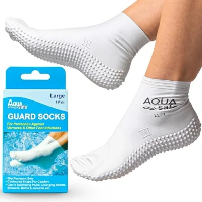 Imagen de Aquasafe Guardsocks calcetines impermeables Verruca para natación de niños, 100% látex zapatos playa antideslizantes niños higiene y seguridad en la
