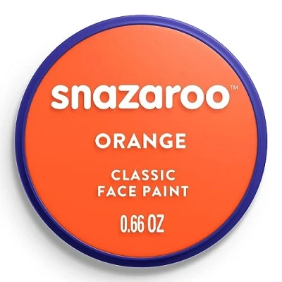 Imagen de Snazaroo Pintura facial y corporal, 18 ml, color naranja, profesional a base de agua, pastilla aquacolor individual para adultos, niños efectos especiales