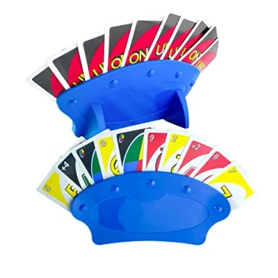 Imagen de SANKESONG 2 Piezas Soporte para Juego de Cartas, Plastic Poker Rack Cartas Titular, Tarjetas Elegante, Diseño Curvado, Artefact Naipe, Azul