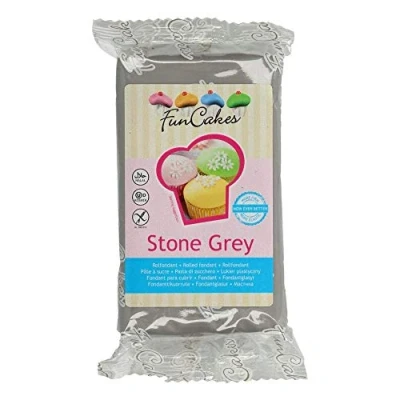 Imagen de FunCakes Fondant Stone Grey: Fácil de usar, suave, flexible, suave y perfecto para decoración pasteles, halal, kosher sin gluten, 250 g