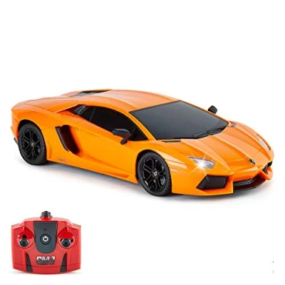 Imagen de CMJ RC Cars ™ Lamborghini Aventador Coche de Control Remoto con Licencia Oficial 1:18 Escala Luces Trabajo 2.4Ghz Naranja