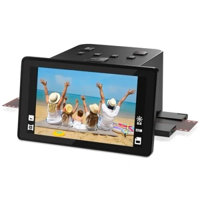 Imagen de escáner digital de película y diapositivas con gran pantalla LCD 5 pulgadas, para digitalizar negativo, convierte 135, 126 KPK, 110 negativos Super 8 a 22