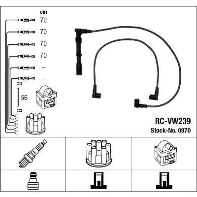 Imagen de NGK 0970 Juego de Cables Encendido 5 VOLKSWAGEN: Corrado, Passat B3/B4 Berlina