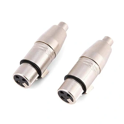 Imagen de Conector hembra XLR de 3 pines a RCA, 2 conectores aleación zinc adaptador micrófono audio RCA hembra, para jugadores, guitarras, lámparas escenario, consolas mezcla