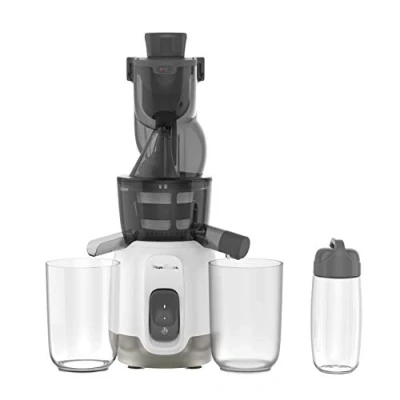 Imagen de Moulinex extractor de zumo en frío con 2 filtros botella 600 ml, boquilla extragrande 85 mm, programa automático Easy Clean frutas y verduras enteras silencioso, 200 W, ZU600110
