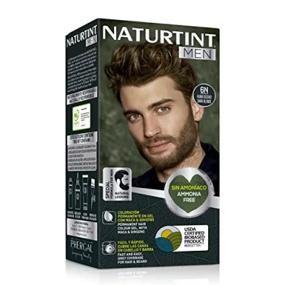 Imagen de Naturtint Men Coloración Permanente Sin Amoniaco 100% Cobertura de Canas Especial Hombres Color natural y duradero Biobased Ingredientes Naturales 6N Rubio Oscuro 170 ml