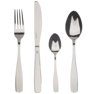 Imagen de BERGNER Limoges Juego Completo 24 Cubiertos 6 Cucharas Tenedores Cucharillas Postre Cuchillos Fabricados en Resistente Acero Inoxidable Acabado Tipo Espejo Fácil de Lavar
