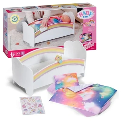 Imagen de BABY born Cama arcoíris para muñecas con Luces y Relajante canción de Cuna. Incluye Ropa Reversible, 835999 Zapf Creation