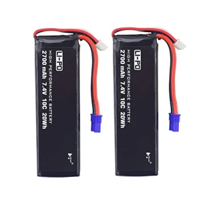 Imagen de 2PCS 7.4V 2700mAh EC2 Enchufe batería de Litio para Hubsan H501S H501A H501C H501M Pro W fotografía aérea Quadcopter RC Drone