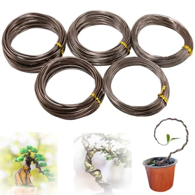 Imagen de Alambre Bonsai para Manualidades Kit Principiantes de 5 Tamanos Aluminio Anodizado 1,0 mm, 1,5 2,0 2,5 3,0 mm (50 Metros Total,5 Tamanos,Marron)