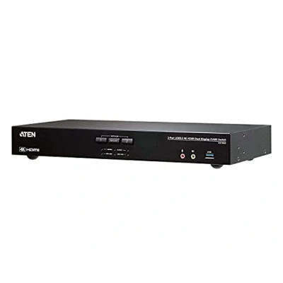 Imagen de Aten 2 Port True 4K HDMI Dual View KVM Switch with Audio &amp; USB, W125870040 (KVM USB 3.0 Hub Display KVMPT Switch, 4096 x 2160 Pixels,)