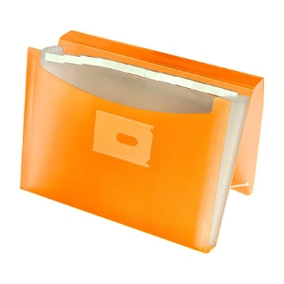 Imagen de Oxford, Carpeta Clasificadora Acordeón A4+, Tapa Plástico Translúcido, 13 Bolsillos, Color Naranja
