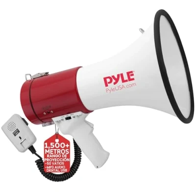 Imagen de Pyle PMP58U Megáfono profesional dinámico, color blanco/rojo