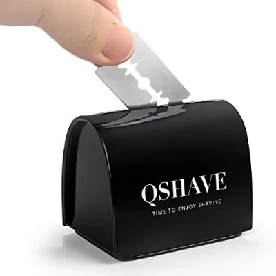 Imagen de QSHAVE Caja de eliminación cuchillas, banco almacenamiento seguro para cuchillas afeitar seguridad usadas