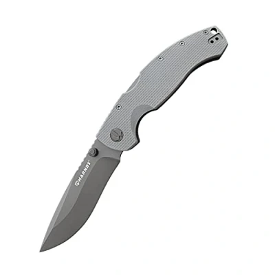 Imagen de Harnds Timberwolf cuchillo plegable con hoja de acero D2 9.14cm camping mango backlock G10 filo liso y clip bolsillo (Gris titanio)