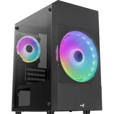 Imagen de Aerocool ATOMICLITE V1, Caja Gaming Micro ATX, Frontal Mesh+2 Ventiladores FRGB, Negro