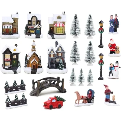 Imagen de Christmas Concepts® Escena Tradicional de Pueblo navideño con batería LED 25 Piezas