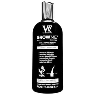 Imagen de Watermans Grow Me Champú para el crecimiento del cabello, que bloquea la caída cabello DHT, Fortalecimiento Hecho en UK