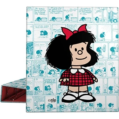 Imagen de Grafoplás Carpeta de Anillas A4 4 Mixtas 40mm Colección Mafalda Viñetas Suave al Tacto Certificado FSC