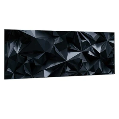 Imagen de Navaris Pizarra magnética de cristal Tablero imantado para colgar notas Panel magnético pared con imanes y diseño geométrico 80 x 30 CM