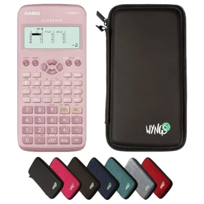 Imagen de CALCUSO Paquete económico: Calculadora Escolar técnico científica Casio FX 83 GT X Rosa ClassWiz + Funda Protectora WYNGS Negra Garantía ampliada by