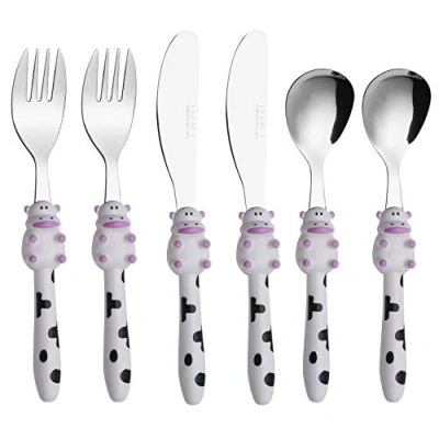 Imagen de EXZACT niños cubertería 6 pieza 2 x cena cuchillo, tenedor, cuchar (Vaca 6)