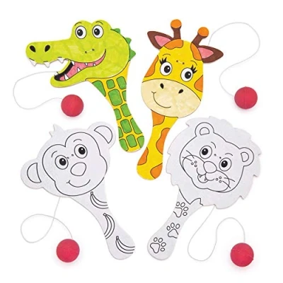 Imagen de Baker Ross Paletas de Madera Animales la Selva Para Colorear (Pack 5) Divertido Juego Pelota Compaleta Perfecto Bolsas Sorpresa