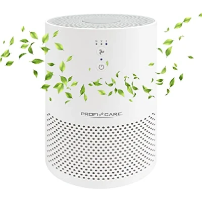 Imagen de Proficare LR 3075 Purificador de Aire con filtro HEPA, Sistema 2 Filtros, Iónico, 3 Niveles Potencia, Silencioso, Hogar hasta 20 m², Iluminación Ambiental, Captura Polvo, Polen, Humo Tabac