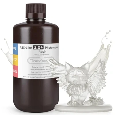 Imagen de ELEGOO Resina ABS Like 3.0 Plus 3.0+, para Impresora 3D con Alta Dureza y Tenacidad, Fotopolímera de Curado Rápido UV 405nm, Impresión LCD/DLP, Translúcido 1000G