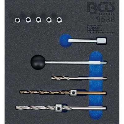 Imagen de BGS 9538 Bandeja para carro 1/6: Juego de reparación roscas tornillos fijación inyectores 10 piezas