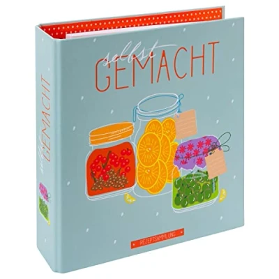 Imagen de goldbuch 69 028 carpeta de recetas (21 x 24 5 cm, encuadernación con mecanismo 2 anillas, artística, diseño tarros conservas, color azul