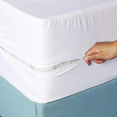 Imagen de Protector de colchón Doble pequeño Impermeable con Cremallera, sábana Bajera Funda protección Completa 30cm Profundidad (120x200cm)