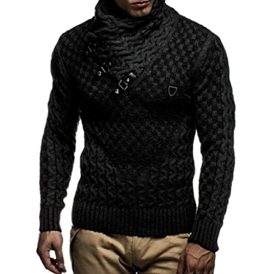 Imagen de Leif Nelson MIT Schalkragen Jersey de punto, Hombre, Talla: XL, Schwarz anthrazit