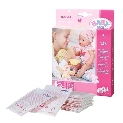 Imagen de BABY born 779170 Sobres de Comida Para Muñecas, Manos Pequeñas, Promueve la Empatía y Las Habilidades Sociales, Niños a Partir 3 Años, Incluye 12