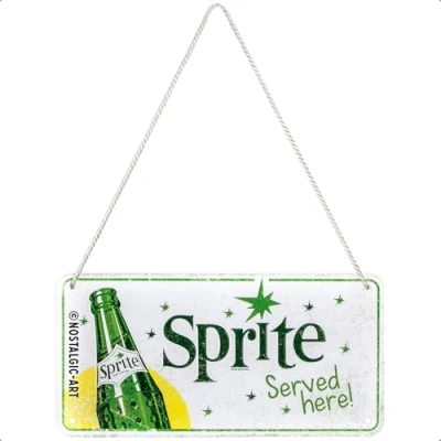 Imagen de Nostalgic Art Cartel colgante retro, Sprite Served Here Idea de regalo como accesorio bar, metálico, Diseño vintage para decoración, 10 x 20 cm